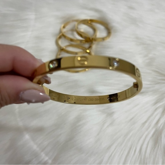 LOVE is love Bangle Bracelet with Screwdriver in Gold with 4 stones - Picture 7 of 11